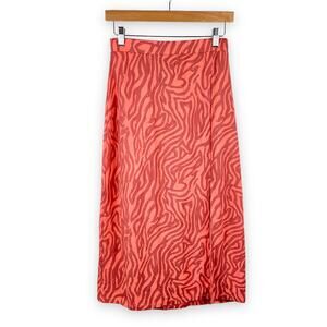 Gina Tricot Retro Swirl Midi Skirt Pink Orange -  Size S